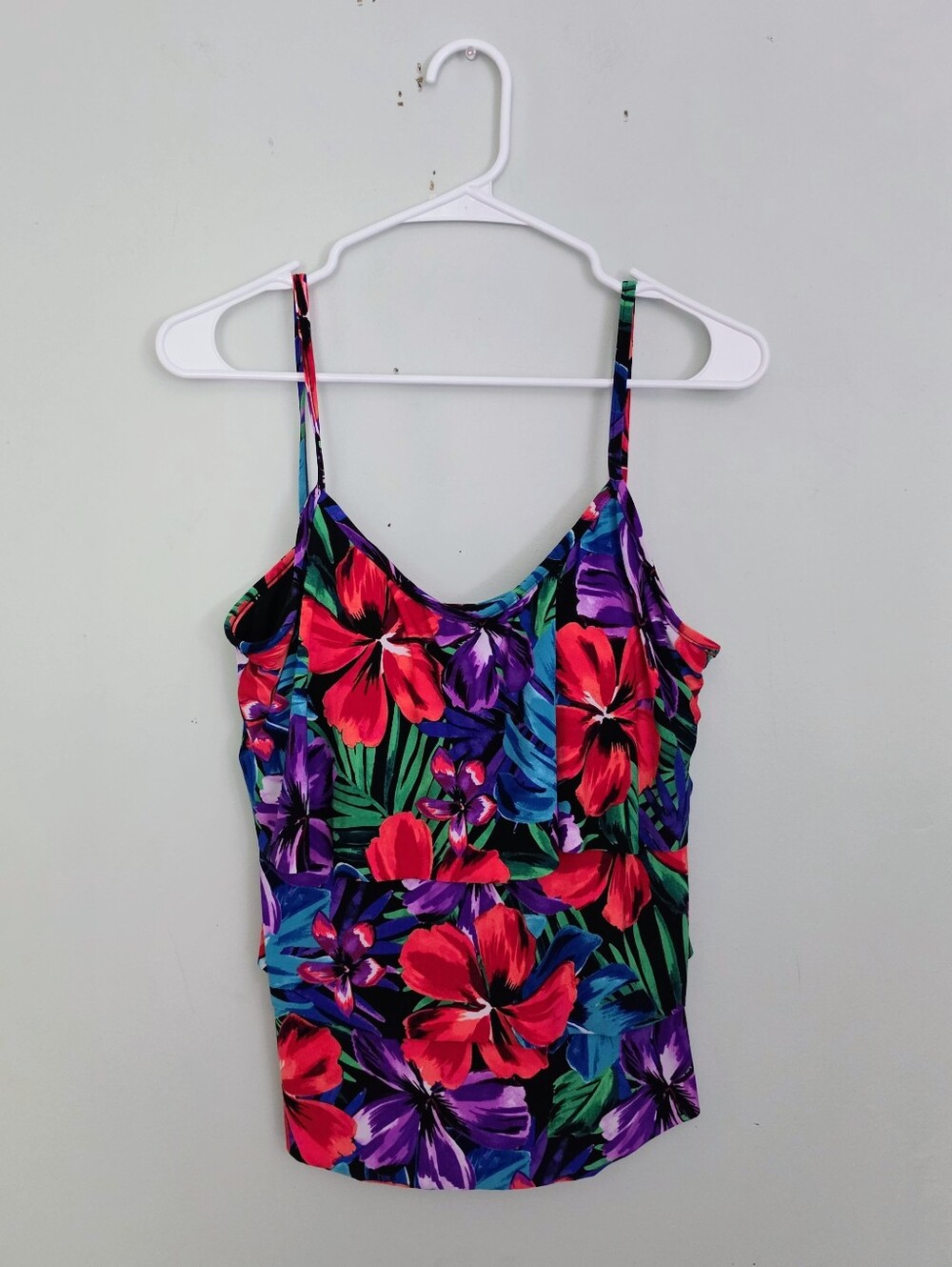 BOGO Caribbean Joe Black Floral Tankini Top